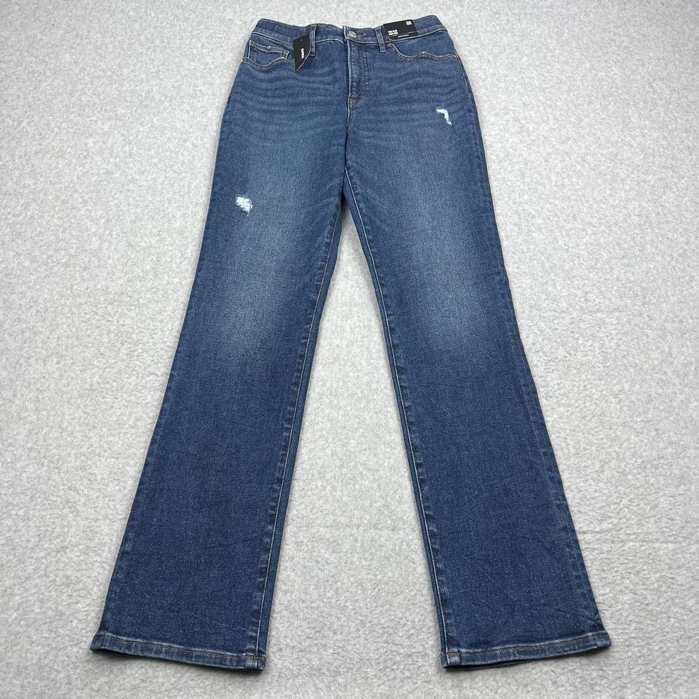 NEW Express 90s Slim Jeans Womens 6 Blue High Rise Dark Wash Hyper Stretch Denim